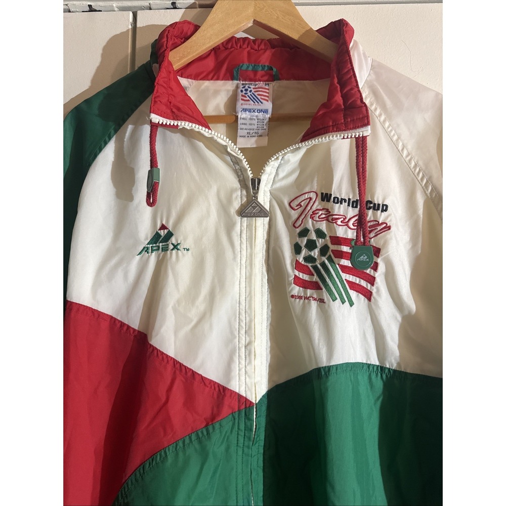 Vintage 1994 World Cup Italy Apex One Windbreaker Jacket Soccer 90s Size XL - Picture 2 of 14